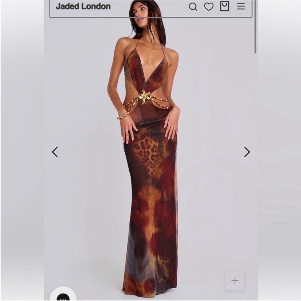 Revolve Jaded London Vida Backless Maxi Dress in Grunge Animal Sz 8 NEW NWT